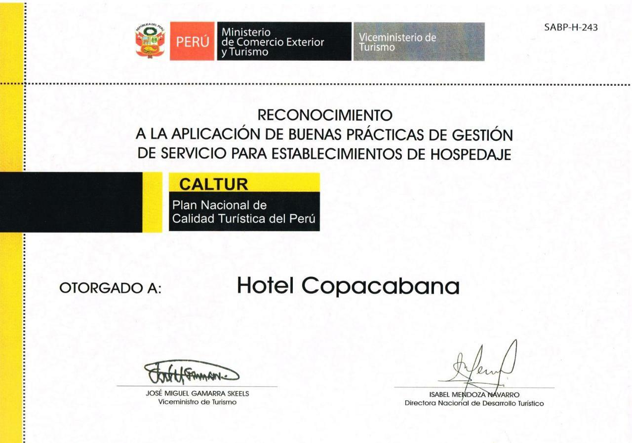 Copacabana Hotel Tacna Eksteriør bilde