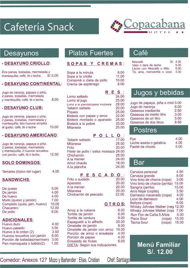 Copacabana Hotel Tacna Eksteriør bilde